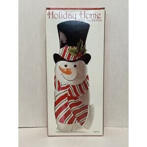 Fitz &‎ Floyd Snack Therapy Snowman Server 13½″ Holiday Ceramic Tray W/Box